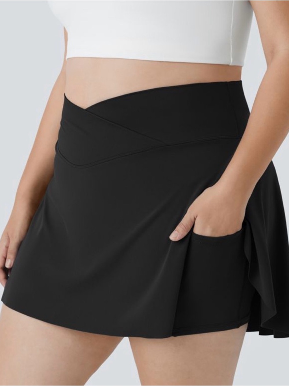 Halara Softly Zero Crossover Black Athletic Skort with Side Pocket